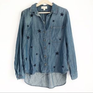 Cloth Stone Anthropologie Embroidered Star Shirt